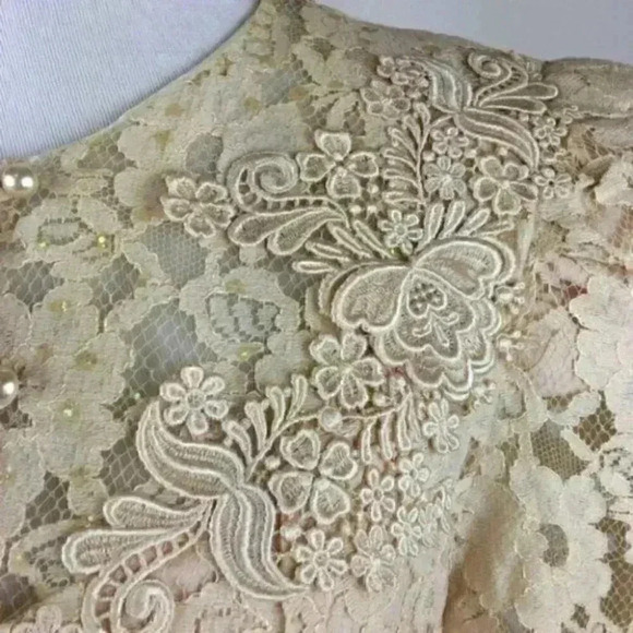 Vtg 80’s Cachet Bari Jacket Size 11 12 Blush Lace - Picture 4 of 10